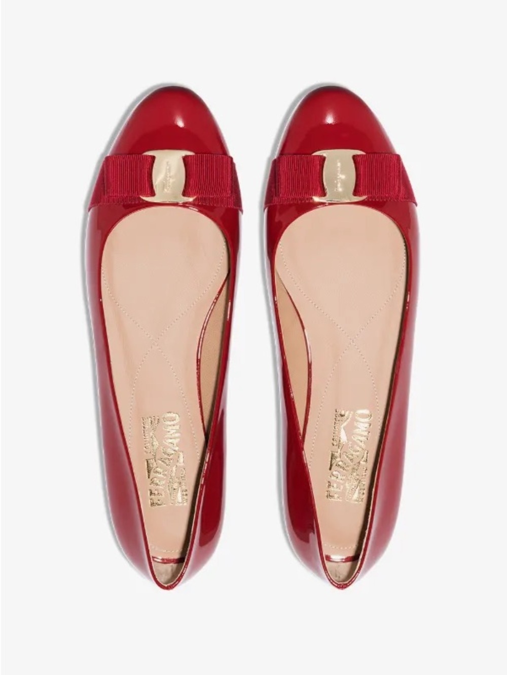 Salvatore Ferragamo Red Patent Varina Bow Flats - Picture 11 of 12
